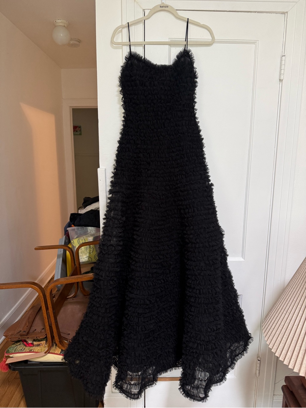 Black Textured Ruffle Tulle Gown — image 4 of 4